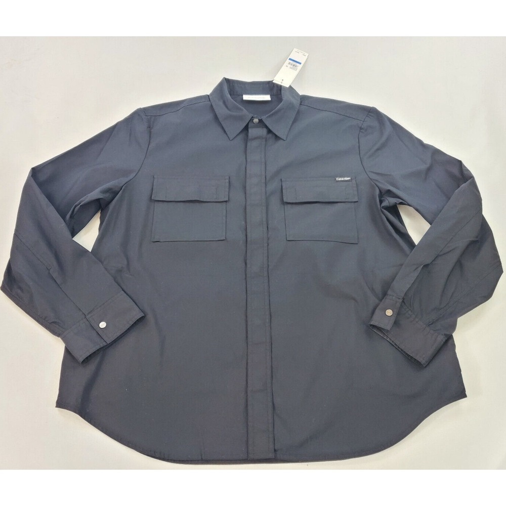 Calvin Klein Mens Thick Stretch Shirt Black Beauty 4 Pocket XL SP40569069